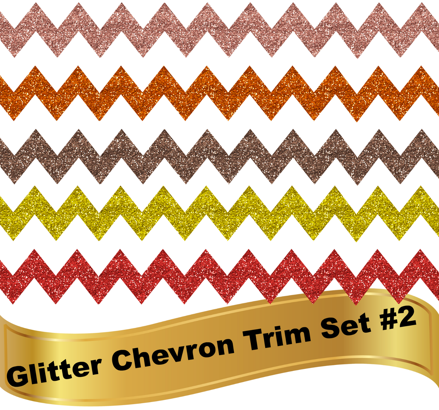 Glitter Chevron Zigzag Trim Border Bundle #2 Copper, Brown, Yellow, Orange, Red 5 images