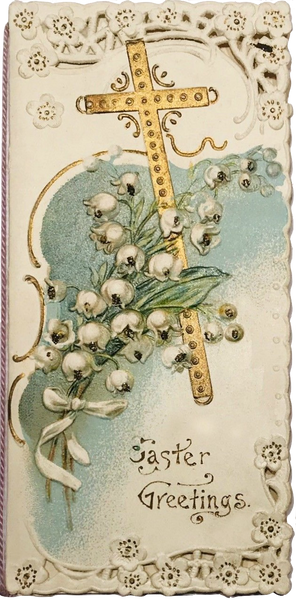 Beautiful Gold Easter Cross - Vintage Easter Card