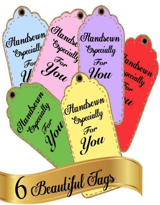 6 Handsewn Especially For you Gold Glitter Stitched Tags - 6 Images