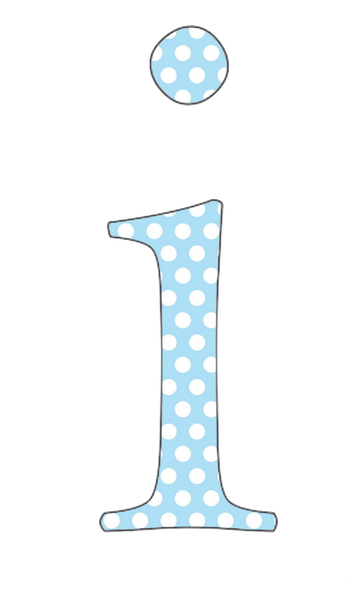 A-Z 26 Images - LOWERCASE Baby Blue Polkadots Alphabet Set