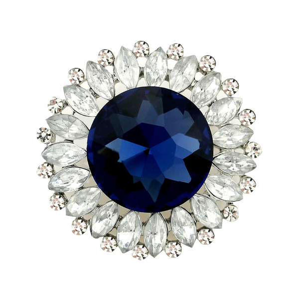 Blue Sapphire Diamond Brooch