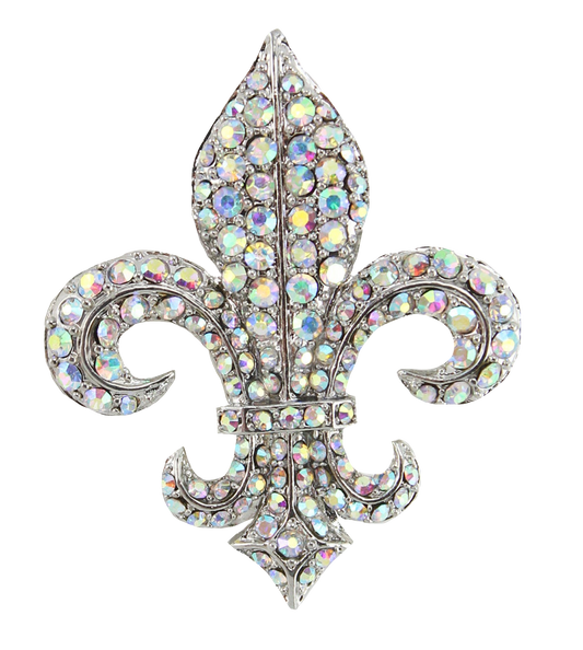 Irridescent Silver Diamond or Rhinestone Fleur de lis French Bling Embellishment