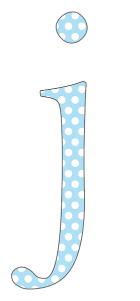 A-Z 26 Images - LOWERCASE Baby Blue Polkadots Alphabet Set