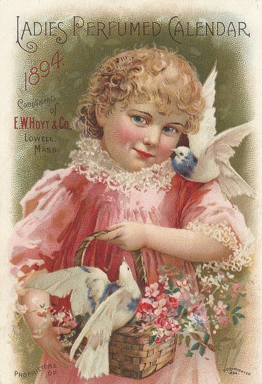 1894 Vintage Perfume Calendar - Ephemera - Ladies Perfumed Calendar Cover