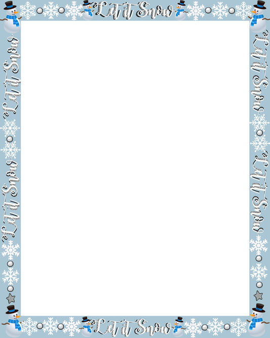Let It Snow 8x10 Page, Background, Letterhead Stationery Printable