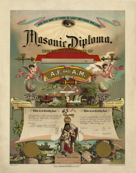 Vintage Masonic Diploma