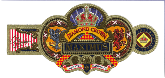 Gold Foil Cigar Band Label Beautiful Artsy Vintage #6 Diamond Crown Maximus