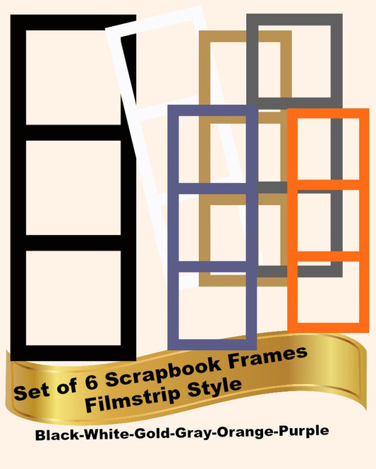 Mixed Color Bundle -6 Scrapbook Filmstrip Photo Element Frames