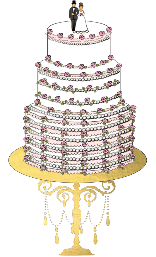 Beautiful Rose Wedding Cake on a Gold Stand