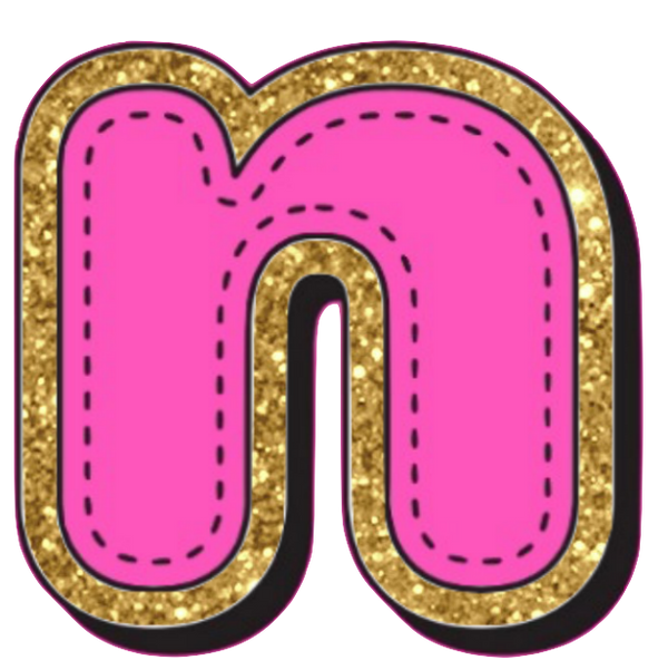 Bright Pink Alphabet trimmed in glittery gold Very Girly!