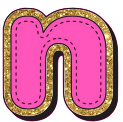 Bright Pink Alphabet trimmed in glittery gold Very Girly!