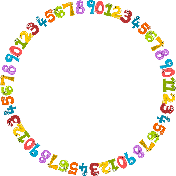 KIDS NUMBERS IN A CIRCLE SHAPE TRANSPARENT BACKGROUND OR FRAME