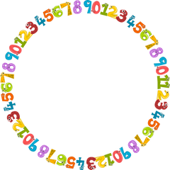 KIDS NUMBERS IN A CIRCLE SHAPE TRANSPARENT BACKGROUND OR FRAME