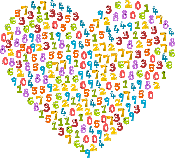 KIDS NUMBERS IN A HEART SHAPE TRANSPARENT BACKGROUND
