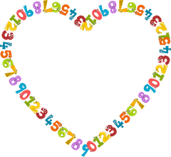 KIDS NUMBERS IN A HEART SHAPE TRANSPARENT BACKGROUND OR FRAME