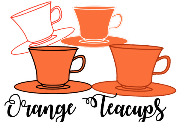 Orange Teacups 4 separate Images