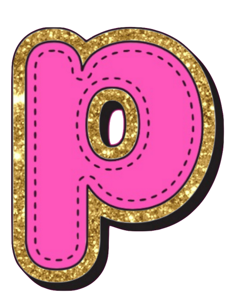 Bright Pink Alphabet trimmed in glittery gold Very Girly!