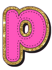 Bright Pink Alphabet trimmed in glittery gold Very Girly!