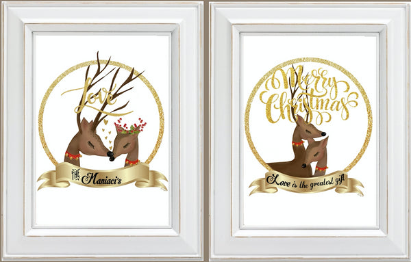 "Merry Christmas"  Reindeer Love Couple Printable