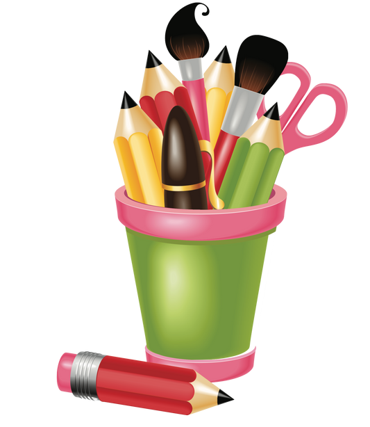 Artsy Pencil Cup Paint brushes Scissors Pencils Office School Supplies