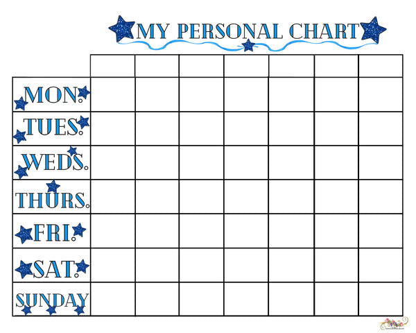My Personal Weekly Chart Blank Printable - Blue Stars