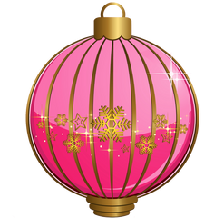 Bright Pink Gold Stripe Christmas Ornament with Gold Top