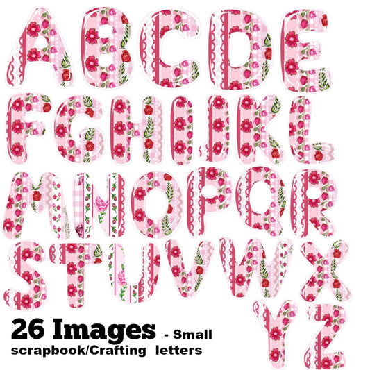 Baby Girl Pink Shabby Chic Quilt - Alphabet Letters in  Pink Flowers & Roses 26 Images