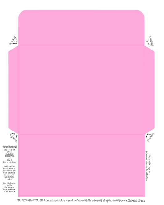 Pink Envelope Fits My Regular Greeting Cards 4X6 Envelope - DIY Printable
