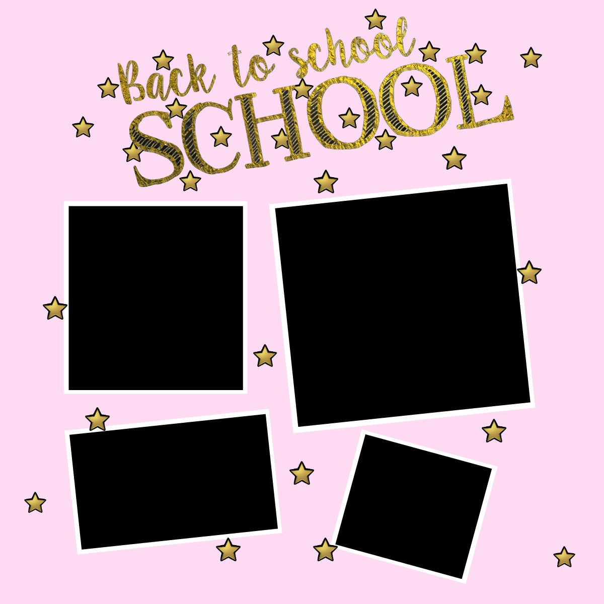 12X12 Pink Back to School Photo Scrapbook Page  with Gold foil Print - Printable