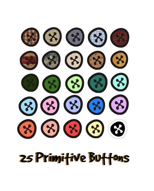 25 Primitive Country Buttons PNGs