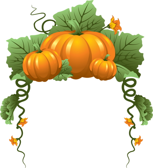 ShinyPumpkins with leaves & curly's - Pumpkin Path - Fall, Thanksgiving or Halloween