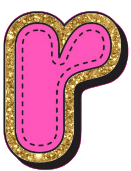 Bright Pink Alphabet trimmed in glittery gold Very Girly!