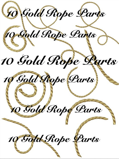 10 Gold Rope Elements Bundle to Create and Trim Your pages
