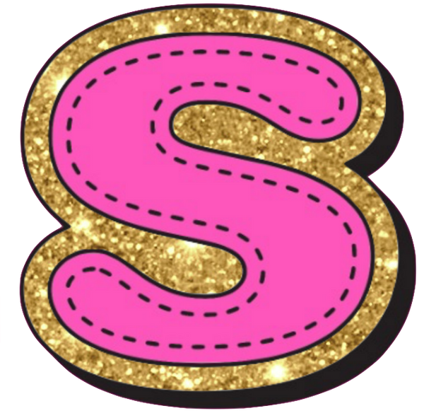 Bright Pink Alphabet trimmed in glittery gold Very Girly!