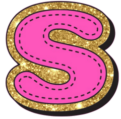 Bright Pink Alphabet trimmed in glittery gold Very Girly!