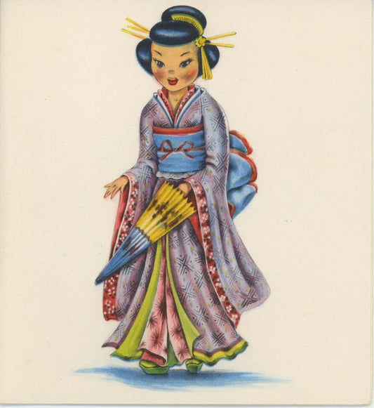 Asian Oriental Vintage Ephemera Beautiful Geisha Girl