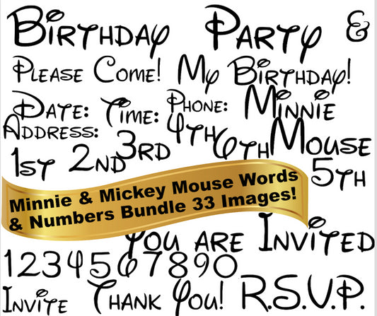 Mickey & Minnie Mouse Huge Words & Number Bundle 33 Images!