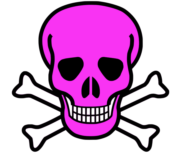 12 Colorful Skulls with white crossbones - 12 separate  images