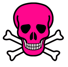 12 Colorful Skulls with white crossbones - 12 separate  images