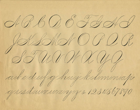Antique Handwritten Alphabet Typography Caligraphy Cursive writing Ephemera