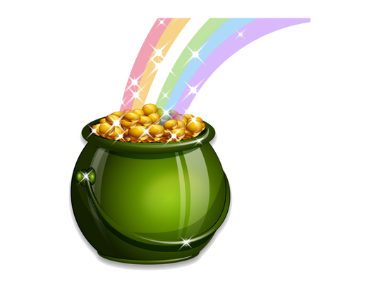 St. Patricks Pot of gold at the end of the Rainbow Clip Art Transparent back