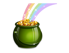 St. Patricks Pot of gold at the end of the Rainbow Clip Art Transparent back
