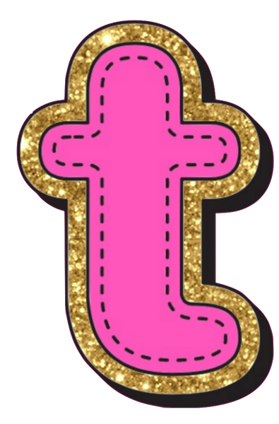 Bright Pink Alphabet trimmed in glittery gold Very Girly!