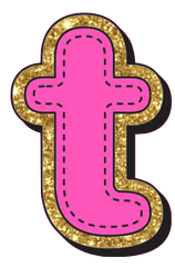 Bright Pink Alphabet trimmed in glittery gold Very Girly!