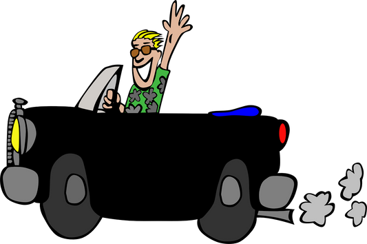 Black convertible car With Man waving