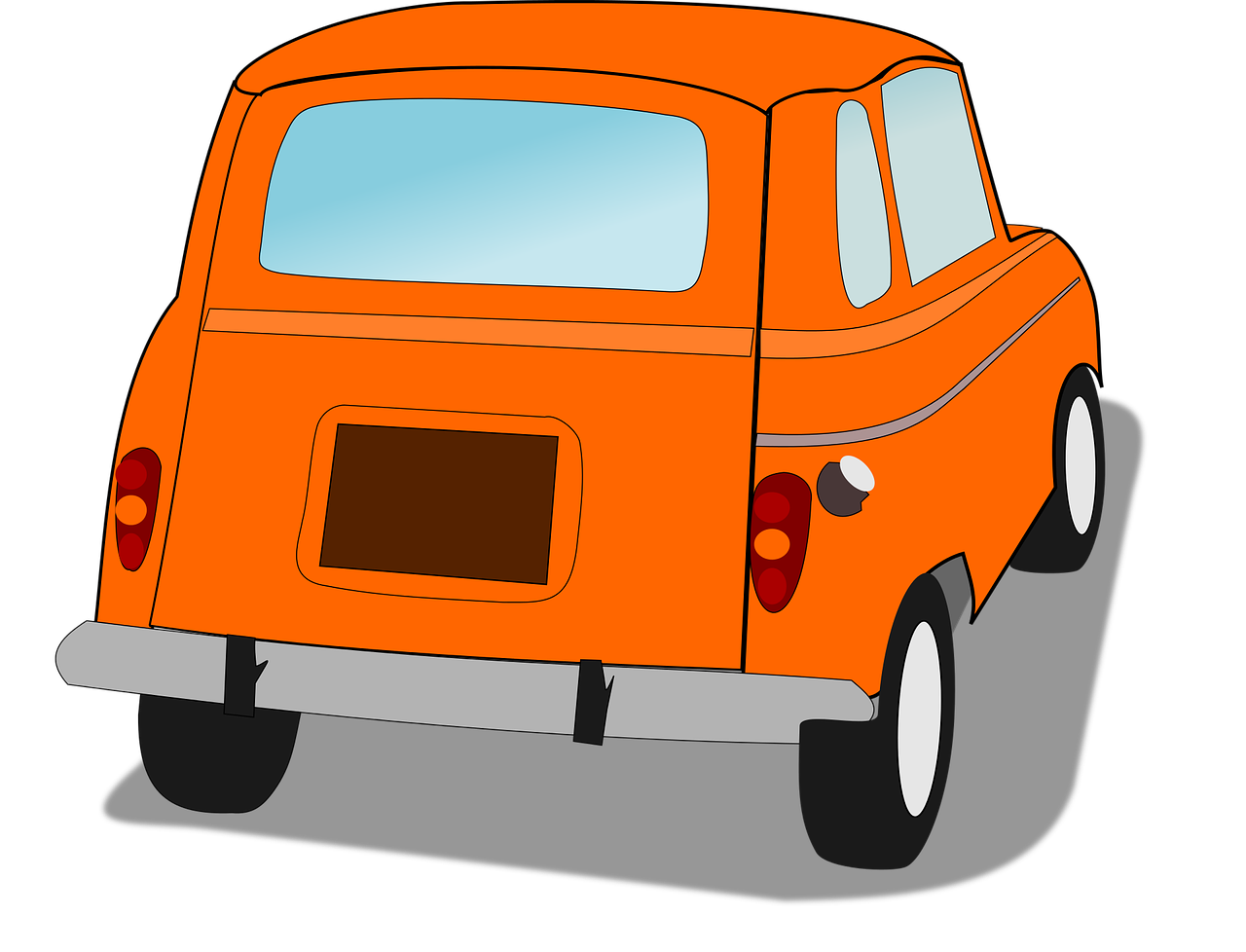 Orange Car Rear View