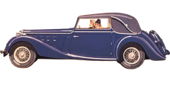 Antique Car Ladies  Blue Vintage Automobile