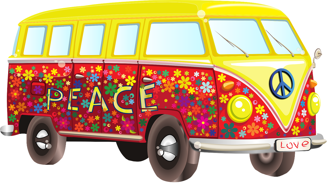 Hippie Peace Van VW Vintage Car