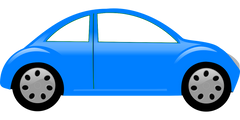 2 Blue Car Images with & without Windows to insert people & Pets