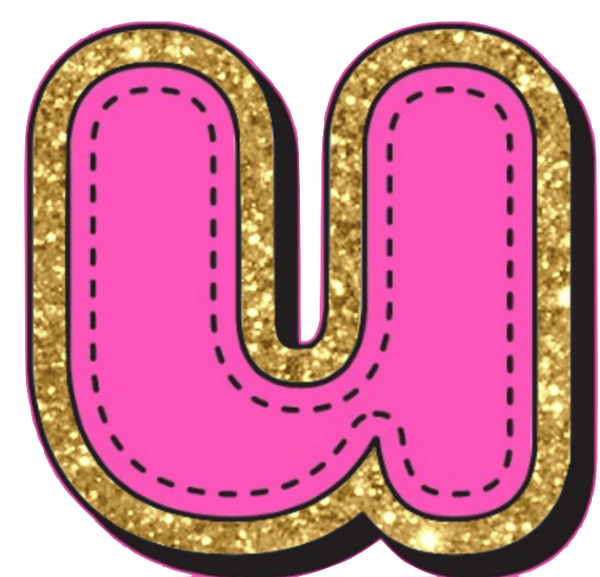 Bright Pink Alphabet trimmed in glittery gold Very Girly!